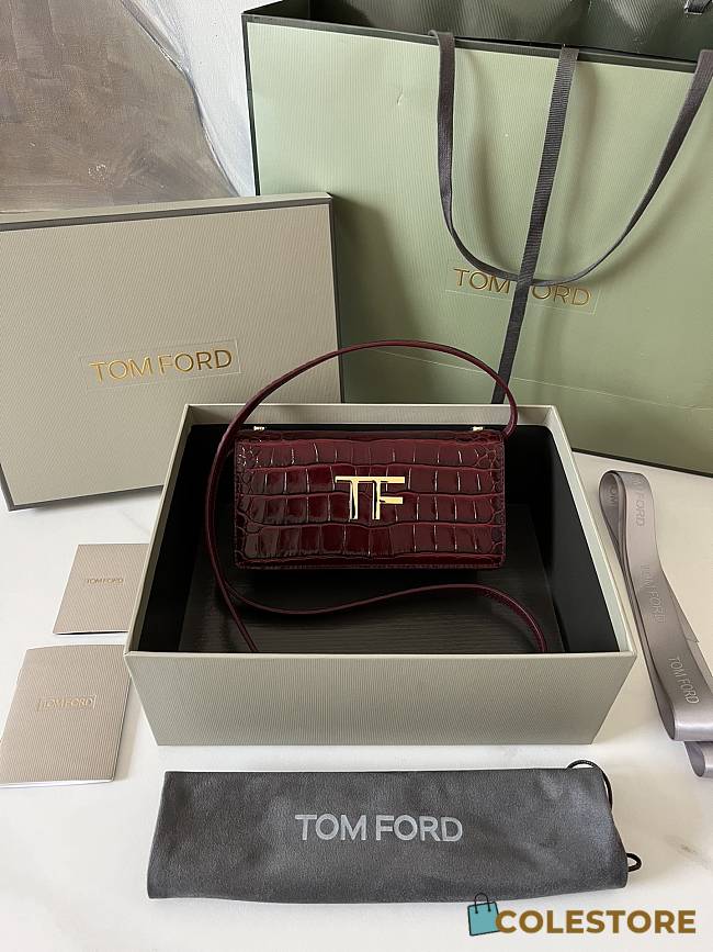 	 Colestore Tom Ford Mini Croco Red Bag 18*9*3cm - 1