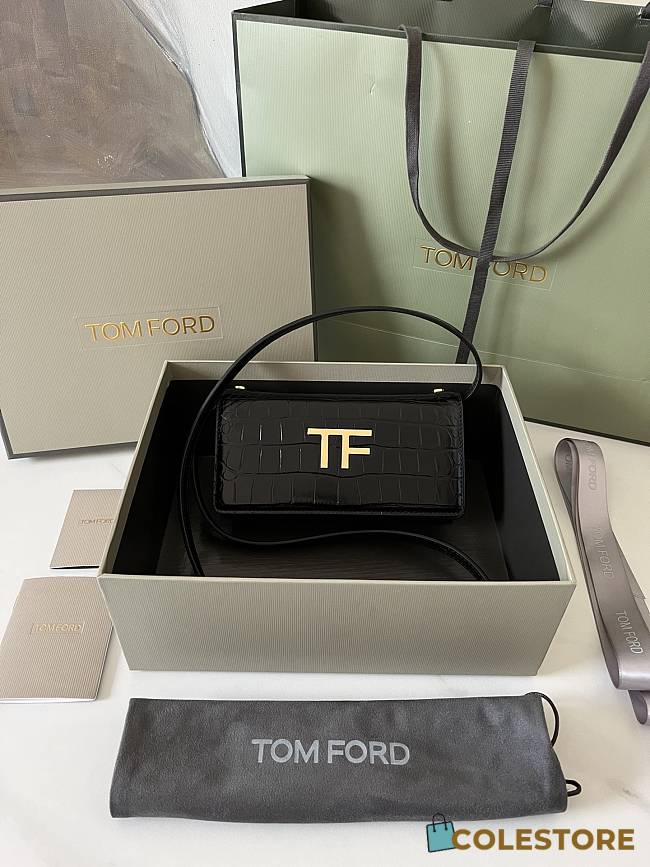 	 Colestore Tom Ford Mini Croco Black Bag 18*9*3cm - 1