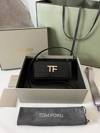 	 Colestore Tom Ford Mini Croco Black Bag 18*9*3cm