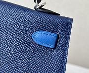 Hermes Kelly Mini Blue Size 19*6*12cm - 5