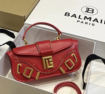 Colestore Balmain Blaze Clutch Bag In Smooth Leather Red