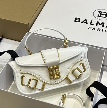 	 Colestore Balmain Blaze Clutch Bag In Smooth Leather White
