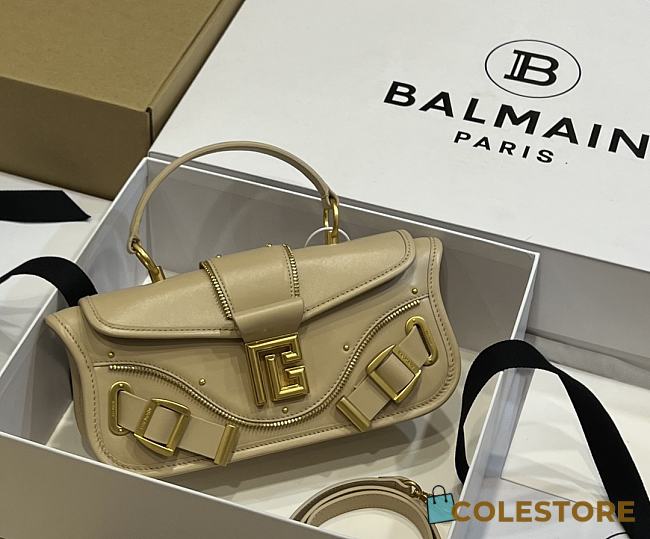 	 Colestore Balmain Blaze Clutch Bag In Smooth Leather Beige - 1