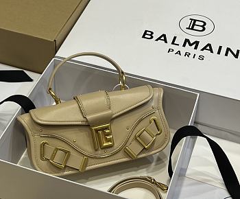 	 Colestore Balmain Blaze Clutch Bag In Smooth Leather Beige