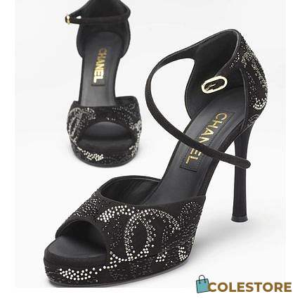Colestore Chanel Sandals In Suede Black 10.5cm  - 1