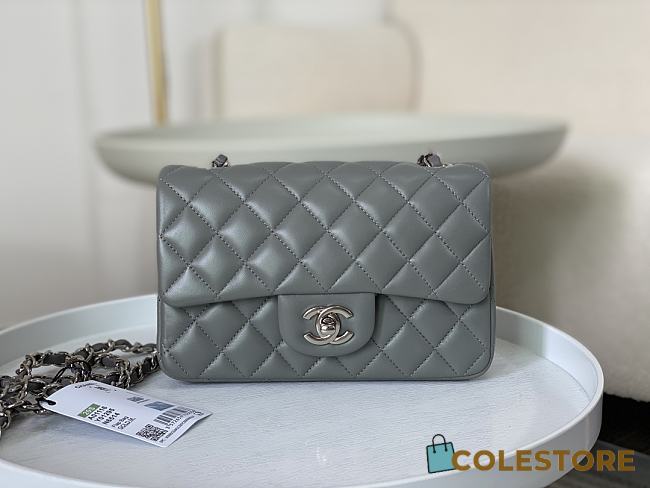Colestore Chanel Classic Flap Bag Grey Silver Hardware Size 20cm - 1