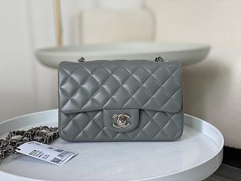 Colestore Chanel Classic Flap Bag Grey Silver Hardware Size 20cm