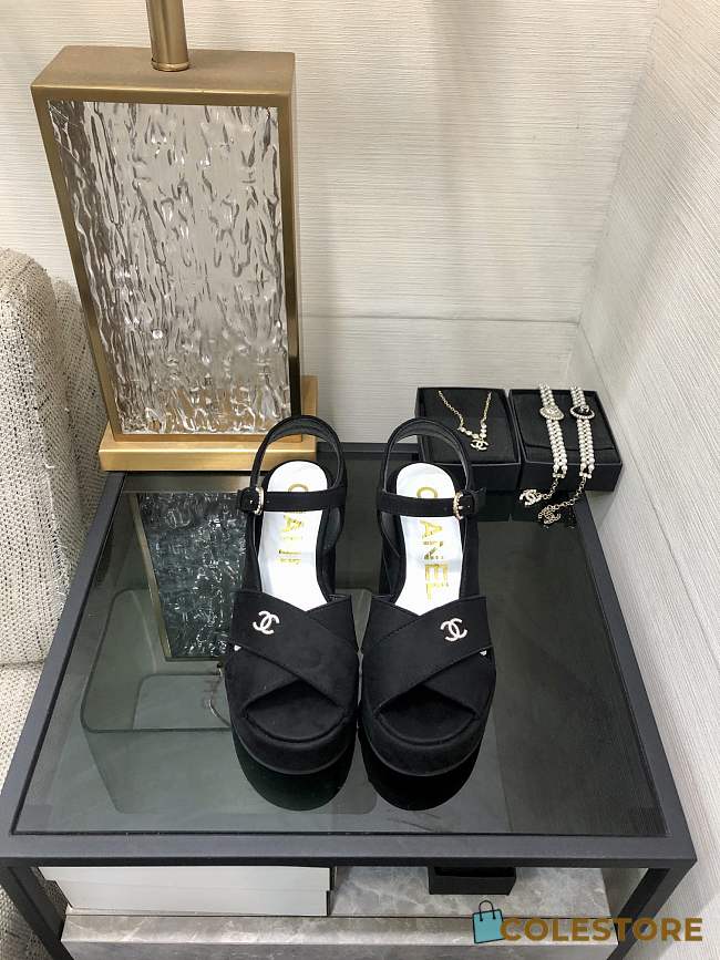 	 Colestore Chanel Sandals Velvet Black - 1