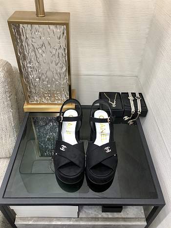	 Colestore Chanel Sandals Velvet Black