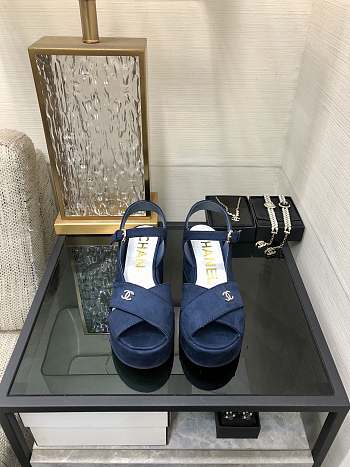 	 Colestore Chanel Sandals Velvet Blue