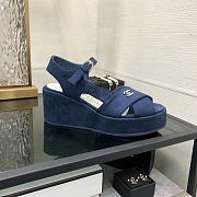 	 Colestore Chanel Sandals Velvet Blue - 5