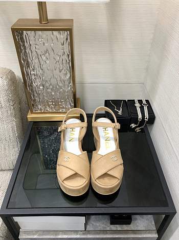	 Colestore Chanel Sandals Velvet Beige