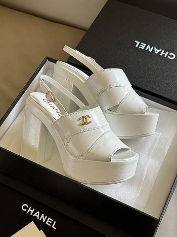 Colestore Chanel Sandals White Patent 