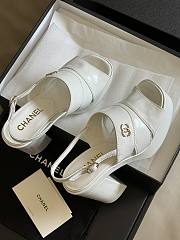 Colestore Chanel Sandals White Patent  - 4