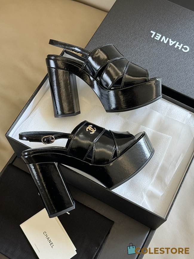 	 Colestore Chanel Sandals Black Patent - 1