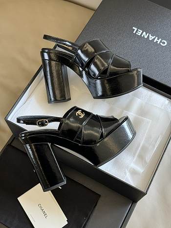 	 Colestore Chanel Sandals Black Patent