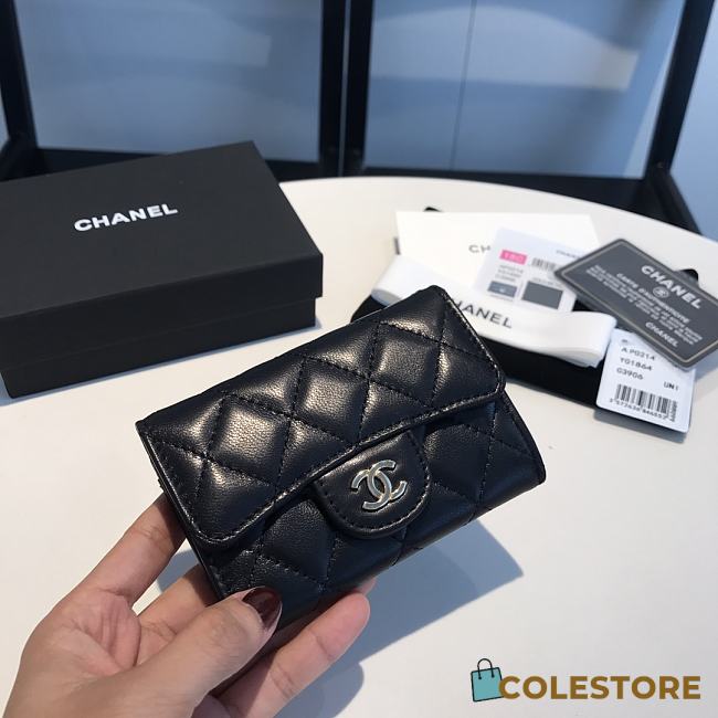 Colestore Chanel Wallet Lambskin Silver Hardware Size 11*8.5*3cm - 1