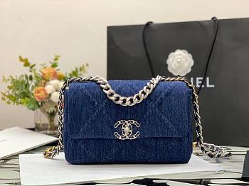 Colestore Chanel 19 Denim Silver Hardware Size 26cm