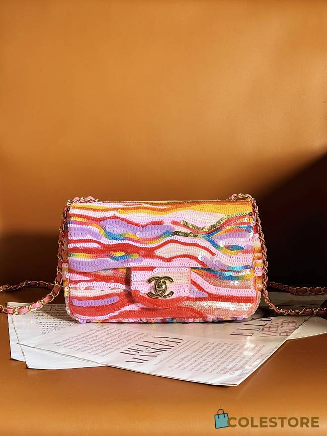 Colestore Chanel Multi Color Sequin Bag Size 12×20×6 cm - 1