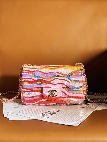 Colestore Chanel Multi Color Sequin Bag Size 12×20×6 cm