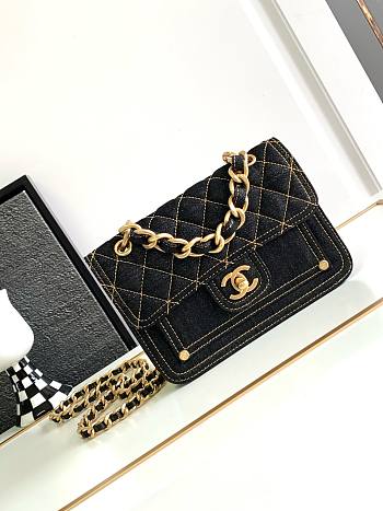 	 Colestore Chanel 23s Denim Flap Small Size Black Size 19x13x5cm