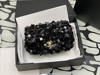 	 Colestore Chanel Black Sequin Bag Size 20cm