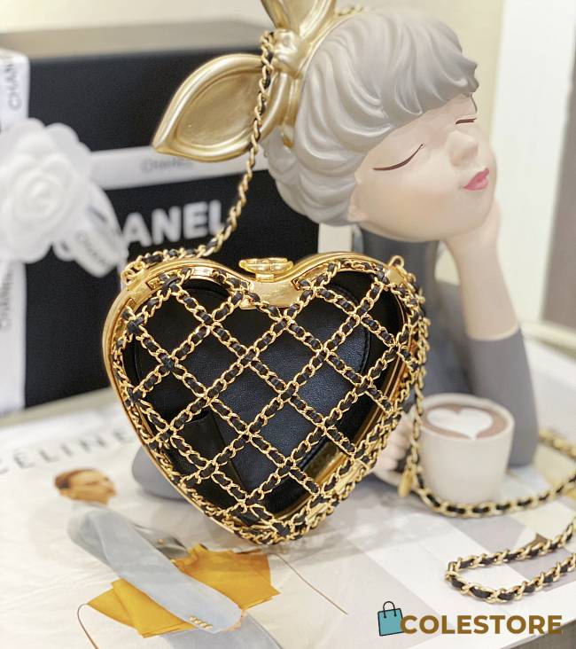 Colestore Chanel 23S Gold Cage Heart 12x11x3cm - 1
