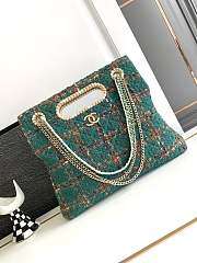 Colestore Chanel Tote Bag Tweed Green - 1