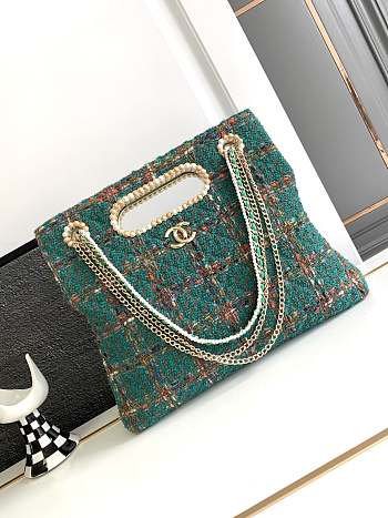Colestore Chanel Tote Bag Tweed Green