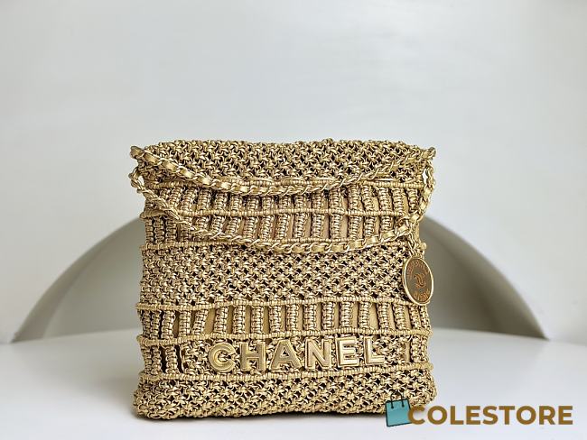 Chanel Mini 22 Bag Gold Macrame Calfskin Gold Hardware - 1