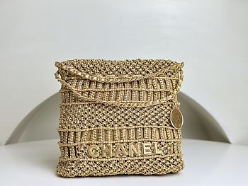 Chanel Mini 22 Bag Gold Macrame Calfskin Gold Hardware