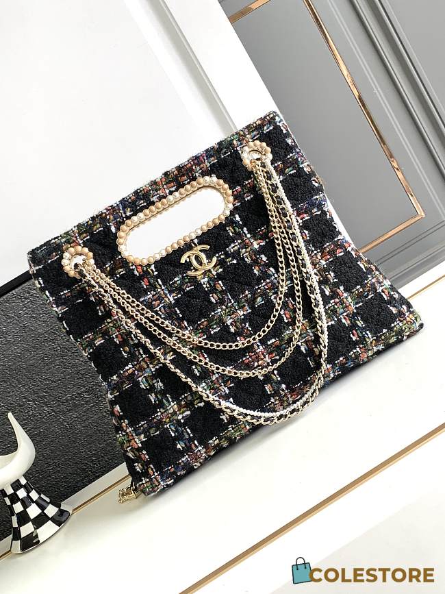 	 Colestore Chanel Tote Bag Tweed Black - 1