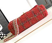 Chanel Large Flap Bag Top Handle Tweed Red  - 3