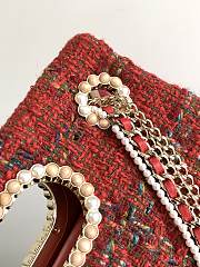 Chanel Large Flap Bag Top Handle Tweed Red  - 5