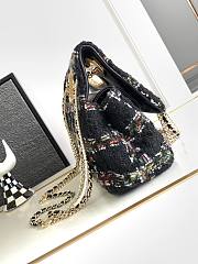 Chanel Large Flap Bag Top Handle Tweed Black - 3
