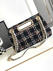 Chanel Large Flap Bag Top Handle Tweed Black - 4