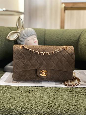 Colestore Chanel CF Medium Brown Velvet Gold Hardware Bag