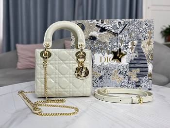 Colestore Dior Lady White Patent Gold Hardware Size 17x15x7cm