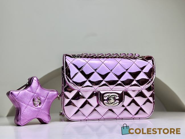 Colestore Chanel Mini Flap Bag & Star Coin Calfskin Purple - 1