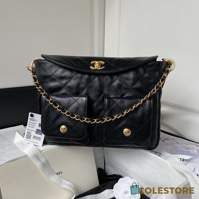 	 Colestore Chanel Hobo Calfskin Black 21.5×30×5cm - 1