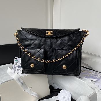 	 Colestore Chanel Hobo Calfskin Black 21.5×30×5cm