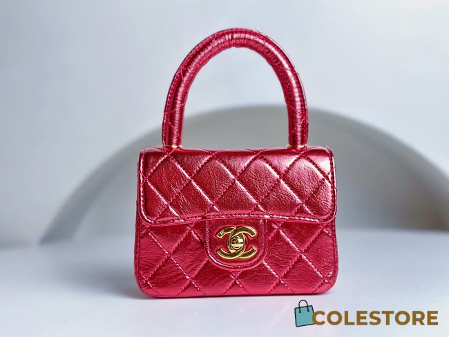 	 Colestore Chanel Vintage Mini Red Bag Size 18cm - 1