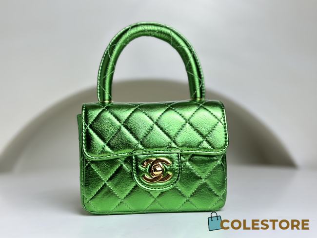 	 Colestore Chanel Vintage Mini Green Bag Size 18cm - 1