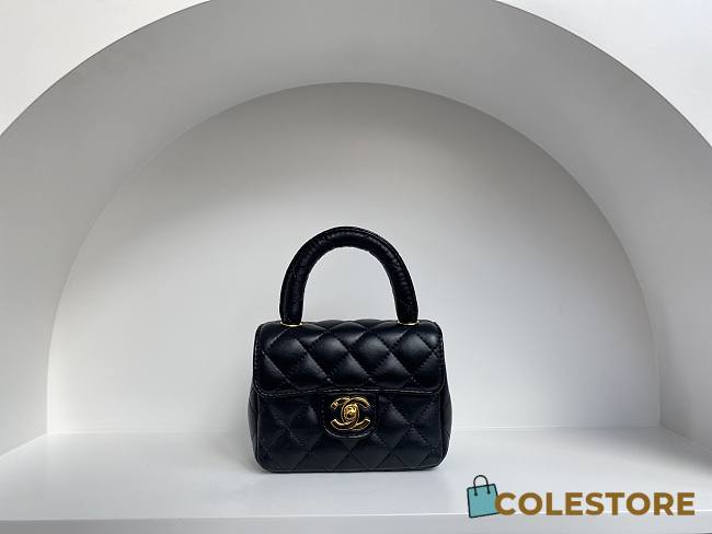 	 Colestore Chanel Vintage Black Mini Bag Size 18cm - 1