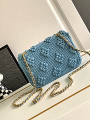 Colestore Chanel Mini Flap Raffia Blue Bag Size 12.5 × 19.5 × 6.5 cm - 2