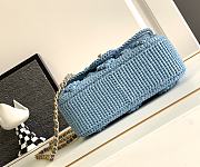 Colestore Chanel Mini Flap Raffia Blue Bag Size 12.5 × 19.5 × 6.5 cm - 3