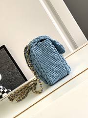 Colestore Chanel Mini Flap Raffia Blue Bag Size 12.5 × 19.5 × 6.5 cm - 4