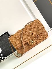 	 Colestore Chanel Mini Flap Raffia Camel Bag Size 15.5 × 25 × 6 cm  - 1