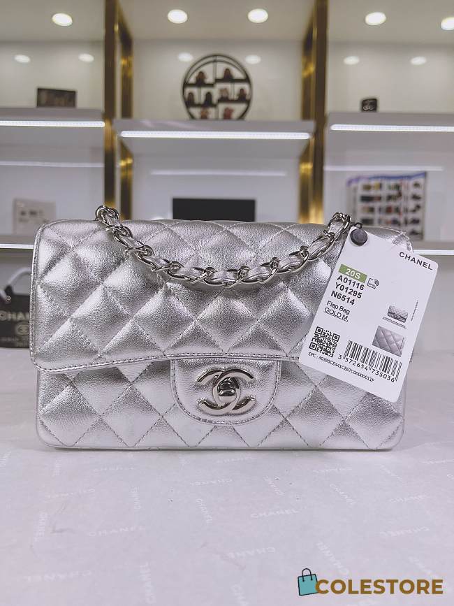 	 Colestore Chanel CF Classic Silver Calfskin Size 13.5×20×6.5cm - 1