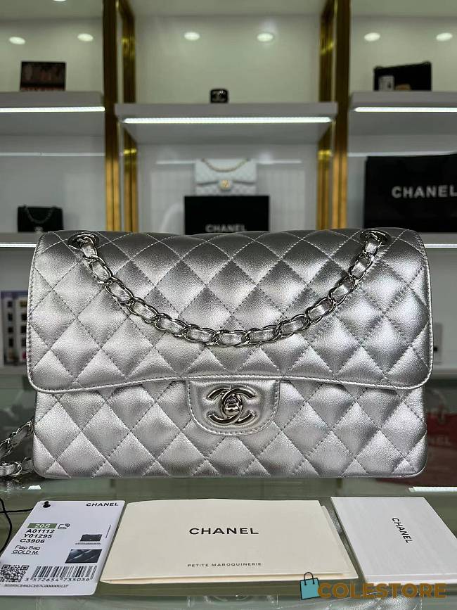 	 Colestore Chanel CF Classic Silver Calfskin Size 15.5×25.5×6.5cm - 1